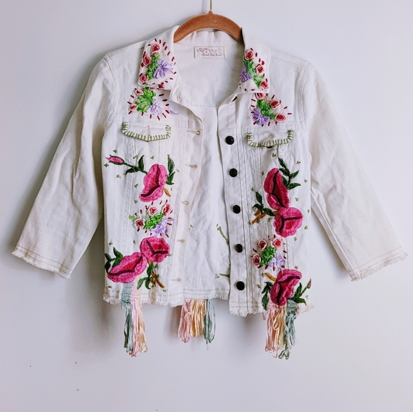 Couture Antica Sartoria Ivory Handwoven Embellished Girls Jacket Size 4 - 5